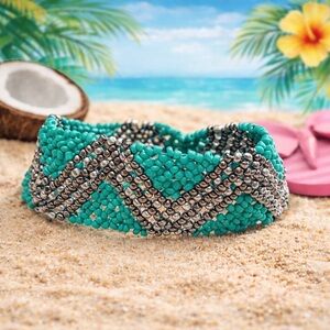 Paparazzi Turquoise and Silver Chevron Bracelet